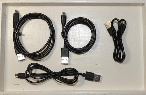 Diverse kabeltjes van USB A naar micro (4x) of mini (1x) USB, Telecommunicatie, Mobiele telefoons | Toebehoren en Onderdelen, Gebruikt