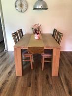 Houten eettafel met 4 eetkamerstoelen, Ophalen, Zo goed als nieuw, 4 tot 6 stoelen