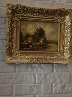 Oud schilderij met gouden lijst, Ophalen of Verzenden