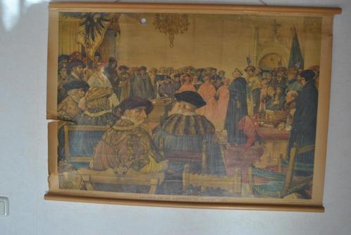Schoolplaat, Luther op de rijksdag te Warns 1521, Antiek en Kunst, Antiek | Schoolplaten, Geschiedenis, Ophalen of Verzenden