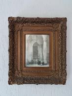 Zeefdruk kerkinterieur met klassieke lijst, Ophalen of Verzenden
