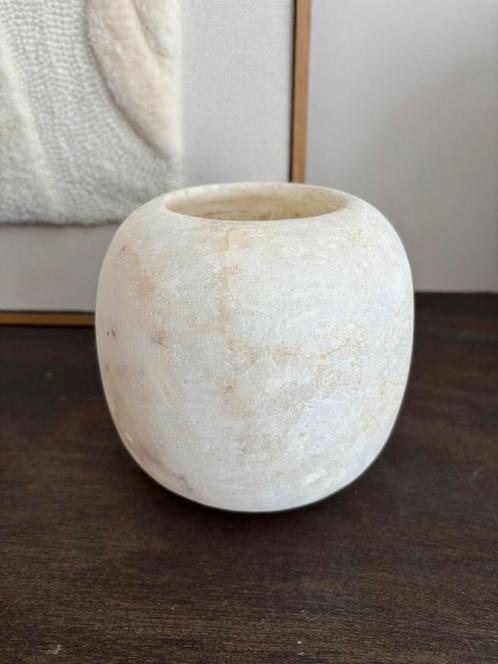 Albasten waxinehouder, Huis en Inrichting, Woonaccessoires | Vazen, Zo goed als nieuw, Wit, Minder dan 50 cm, Glas, Ophalen of Verzenden