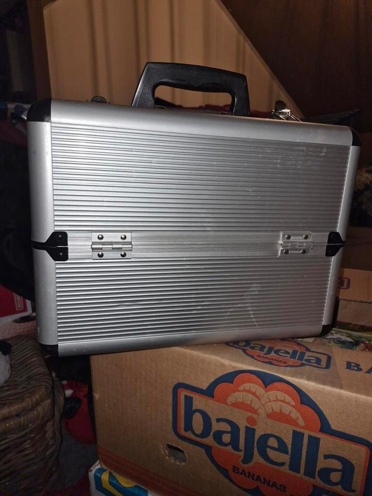 Visagie Koffer - Make-up Opbergkoffer, Sieraden, Tassen en Uiterlijk, Beautycases, Gebruikt, Hardcase, Grijs, Met slot, Ophalen