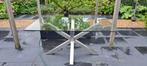 Tafel met veiligheidsglas en RVS onderstel, Ophalen, 100 tot 150 cm, 50 tot 75 cm, Zo goed als nieuw
