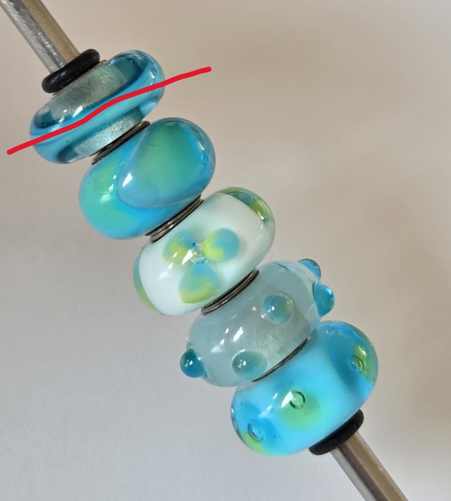 Trollbeads TURKOOIZEN SET, 4 stuks voor €40,00, Sieraden, Tassen en Uiterlijk, Bedels, Zo goed als nieuw, Trollbeads, Zilver, 4 bedels of meer