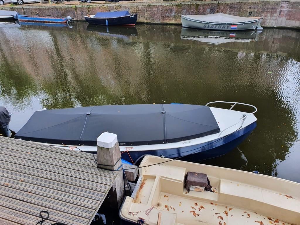 Leuk grachtenbootje te koop, Watersport en Boten, Sloepen, Gebruikt, Tot 10 pk, 3 tot 6 meter, Buitenboordmotor, Elektrisch, Staal