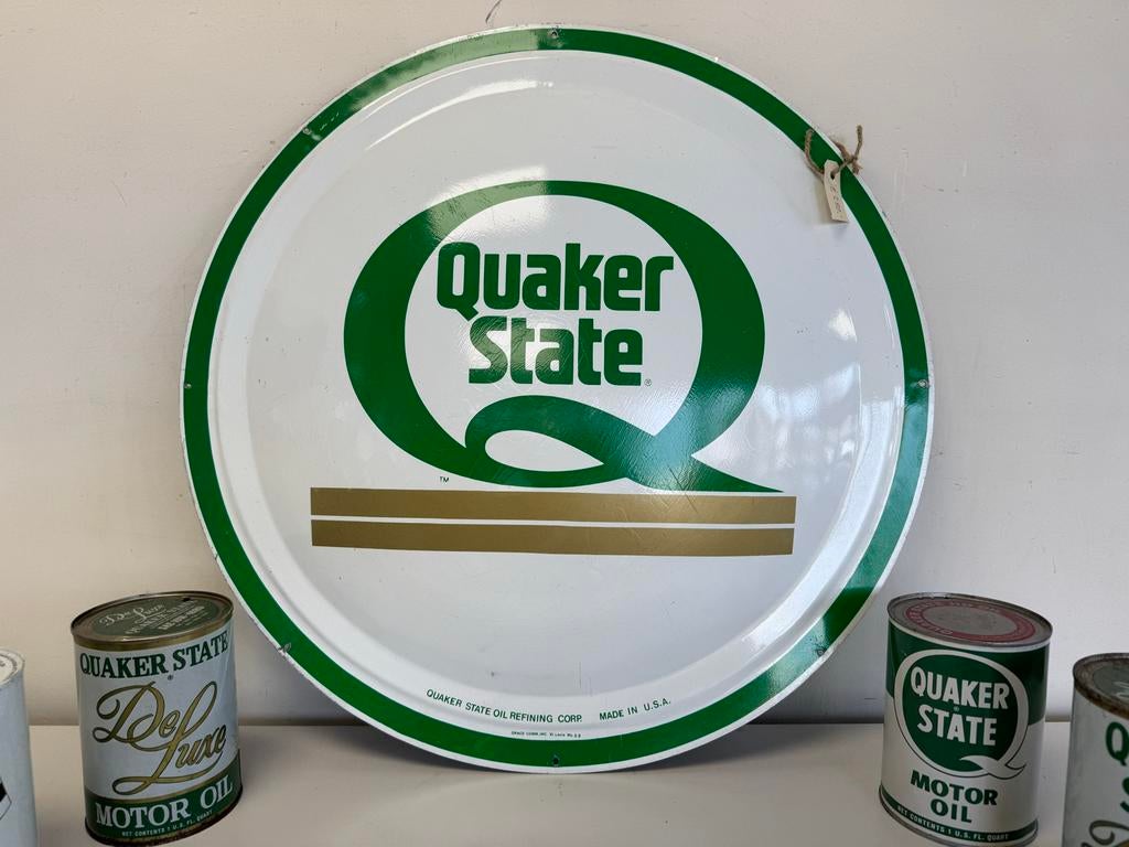 Vintage Quaker State Motorolie Reclamebord, Verzamelen, Reclamebord, Gebruikt, ., Ophalen of Verzenden