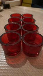 8x waxinelichthouders rood, Overige materialen, Ophalen of Verzenden, Zo goed als nieuw, Minder dan 25 cm