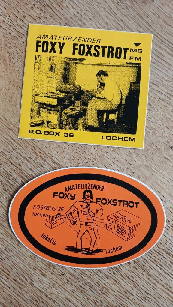 Stickers piraat amateur zenders Radio Foxy Foxstrot, LOCHEM, Ophalen of Verzenden, Zo goed als nieuw