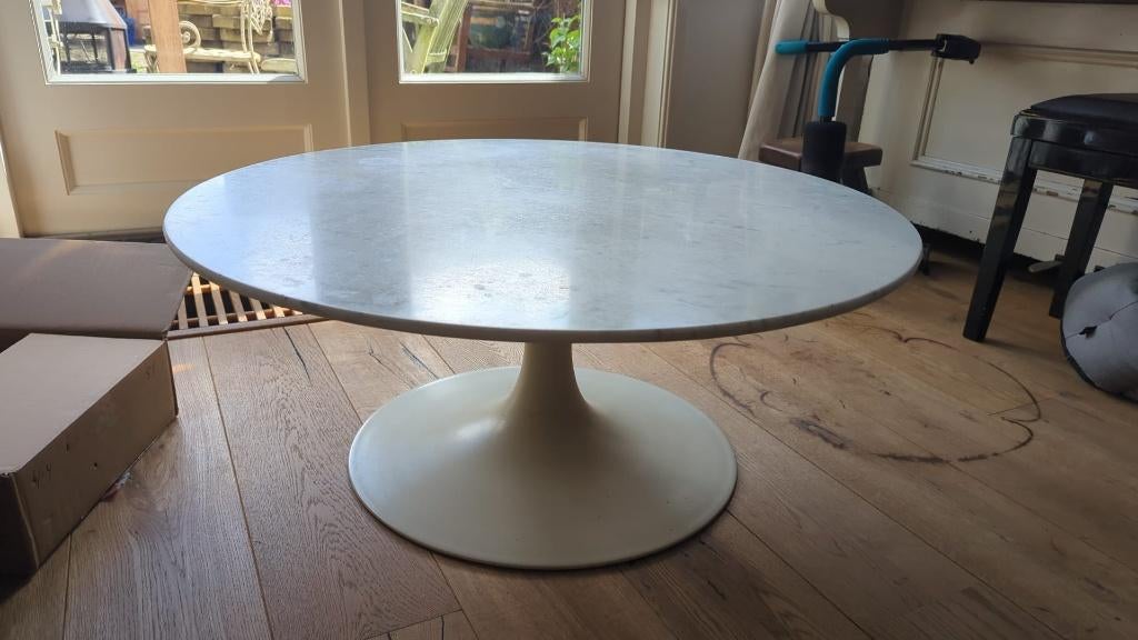 Design salontafel sixties space age wit marmer Arkana Burke, Huis en Inrichting, Tafels | Eettafels, Ophalen, Gebruikt, 50 tot 100 cm