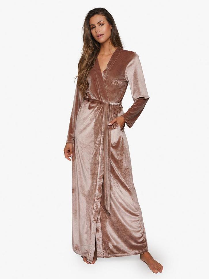 Le Olivé Velvet Kimono - Bruin met "Emily" borduring, Kleding | Dames, Overige Dameskleding, Nieuw, Ophalen