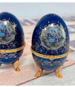 2X antiek Porseleinen Faberge Ei cobalt blauw Gesigneerd, Antiek en Kunst, Ophalen of Verzenden