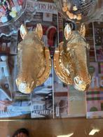 Gouden Gipsen Paardenkoppen - Decoratieve Muurornamenten, Ophalen of Verzenden, Gebruikt