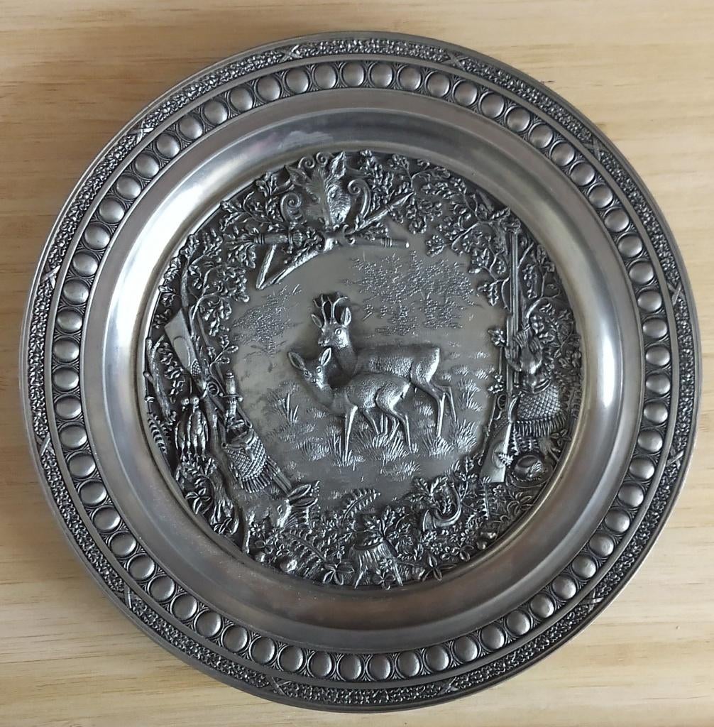tinnen bord WMF Zinn hertenjacht, antiek, volgnr 3, Ophalen of Verzenden