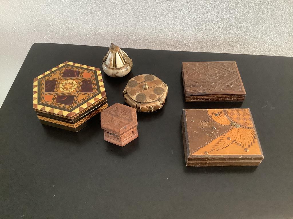 Verzameling antieke houten kistjes, Ophalen of Verzenden