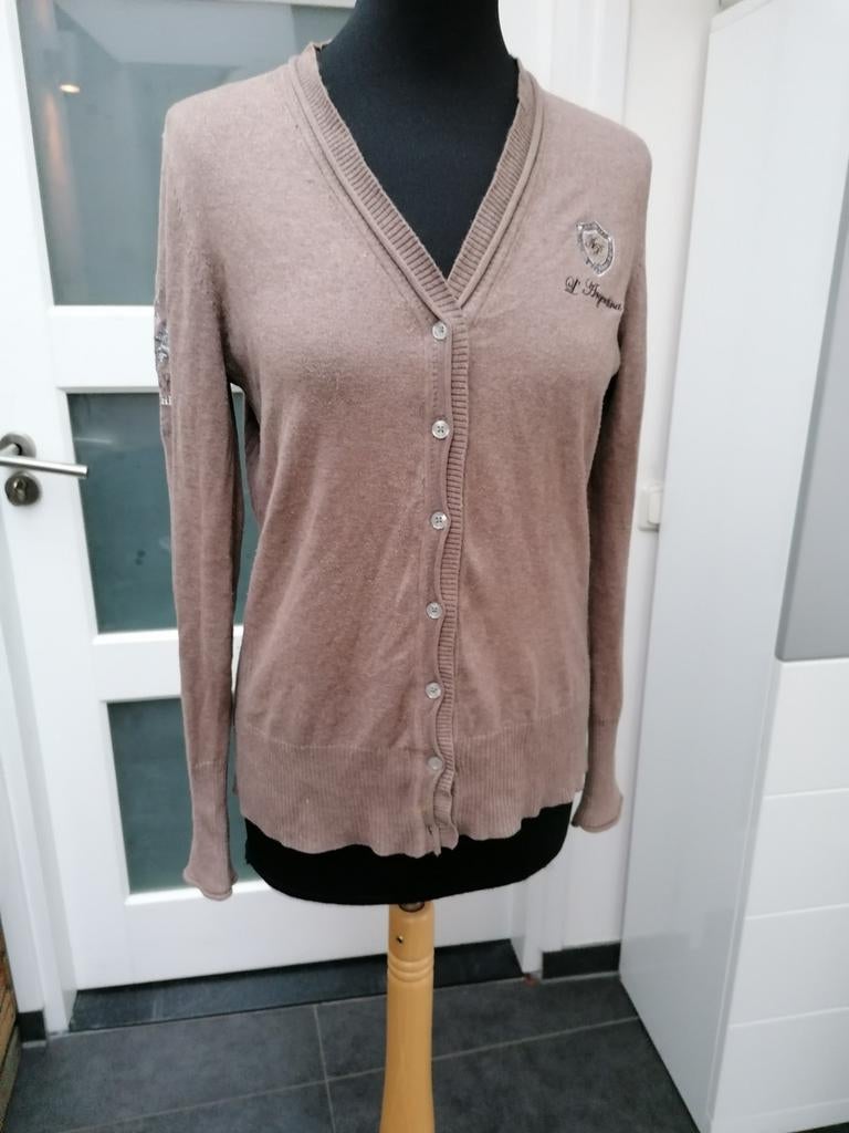 L'argentina zacht stretch katoen vest maat L taupe camel, Maat 38/40 (M), Bruin, Ophalen of Verzenden, Zo goed als nieuw