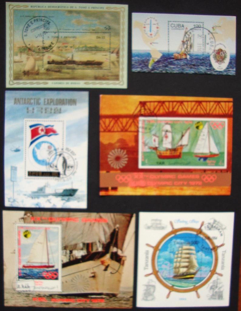 - 789 - 6 Blokjes met Schepen., Verzenden, Gestempeld, Overige thema's