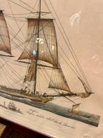 18 eeuws handgekleurd kopergravure, engels koopvaardijschip, Ophalen