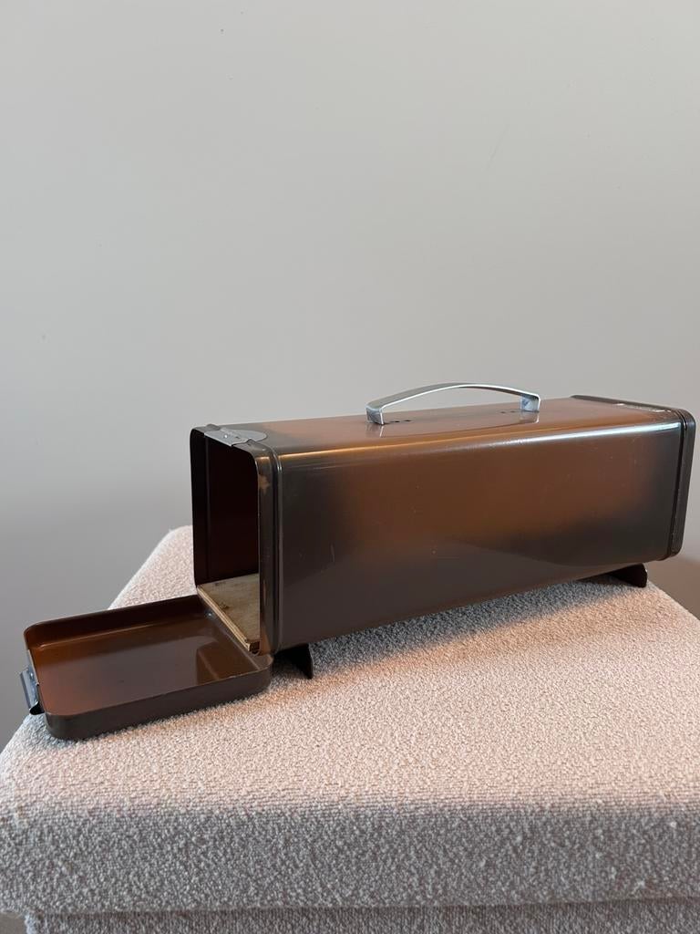 ontbijtkoektrommel - Brabantia, vintage jaren 70/80 stijl, Ophalen of Verzenden, Gebruikt, Bruin, Bus of Trommel