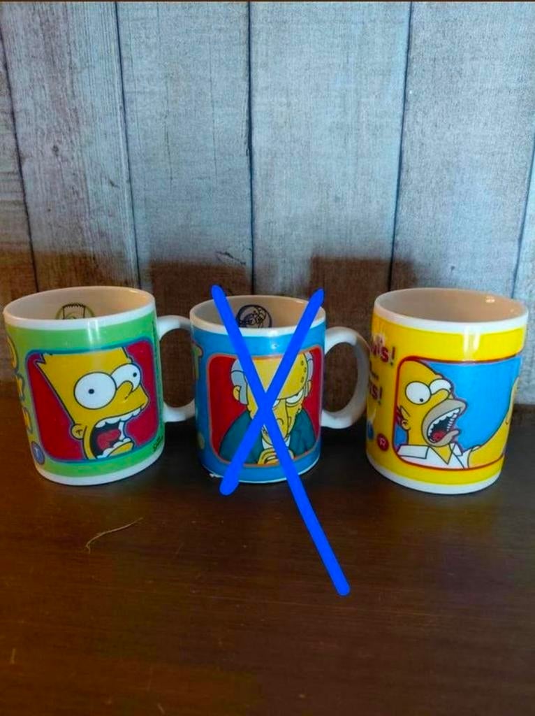 2 Vintage The Simpsons beker Bart, Homer., Ophalen of Verzenden, Gebruikt, Tv, Gebruiksvoorwerp