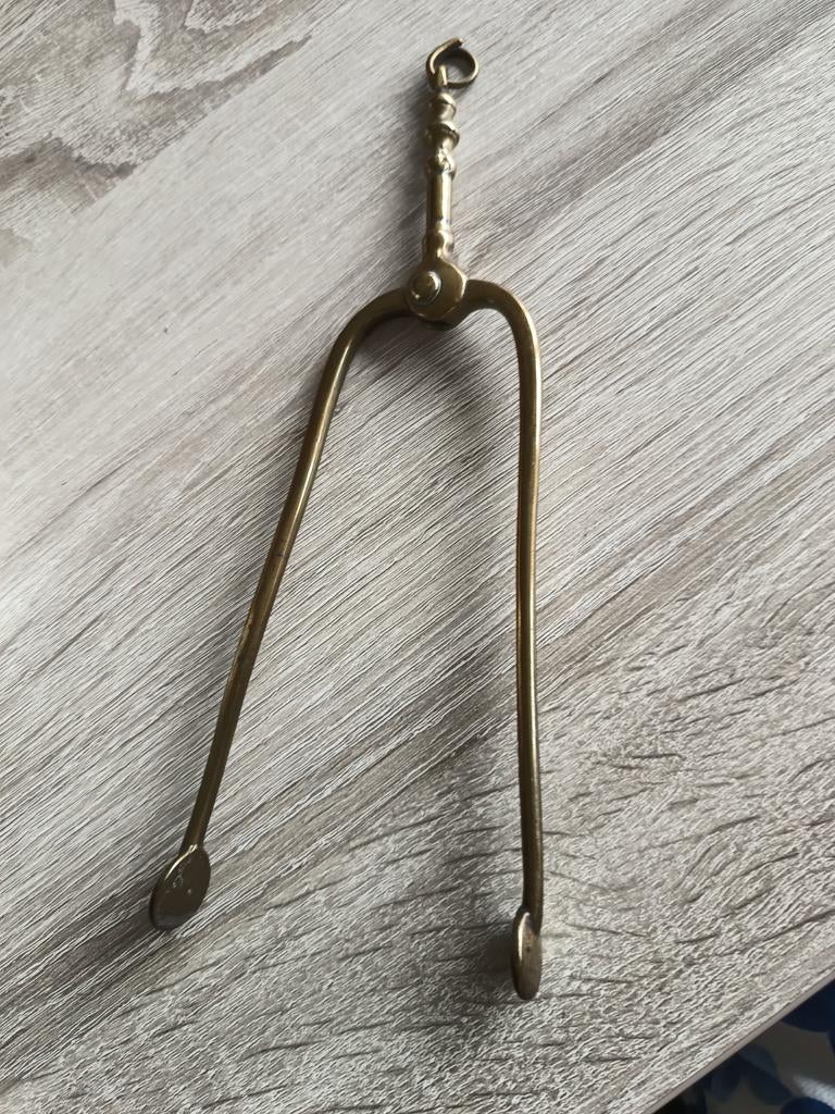 Antieke koperen tang 23 cm briketten tang?voor vuurklontje?, Ophalen of Verzenden