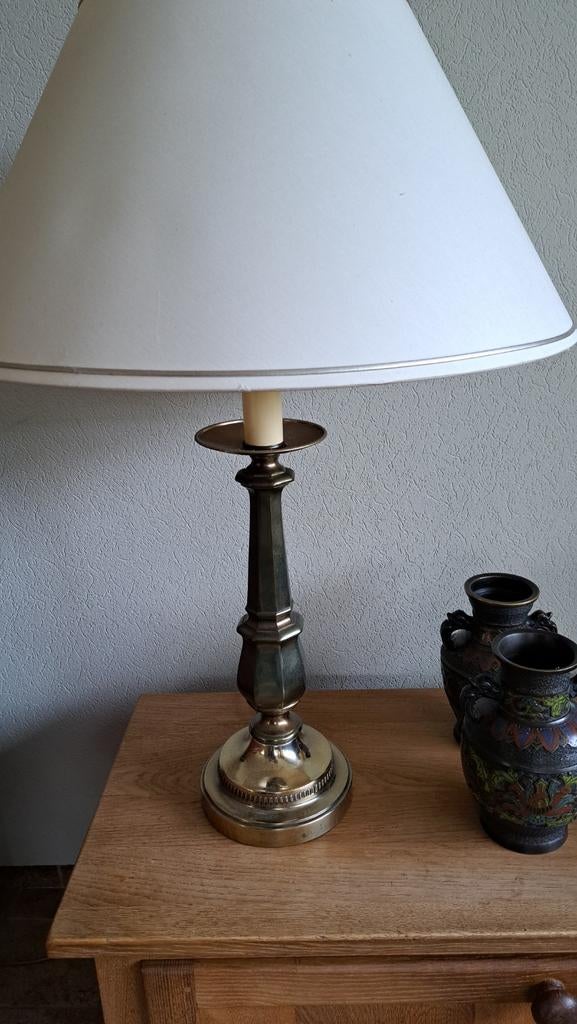 Set van 2 Klassieke Messing Lampenvoeten met Kappen, Ophalen of Verzenden