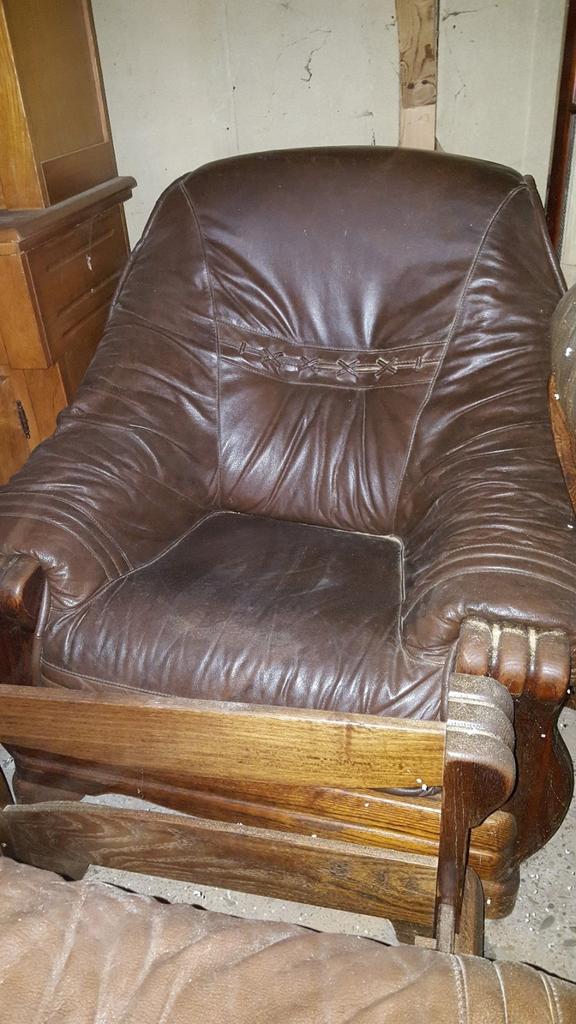 2 eiken fauteuis met bank, Huis en Inrichting, Fauteuils, Ophalen