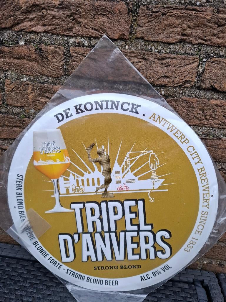 Reclamebord Tripel D'Anvers (De Koninck), Verzamelen, Biermerken, Ophalen of Verzenden, Nieuw, Reclamebord, Plaat of Schild, Overige merken