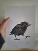 Linosnede 'Kauwtje 10' - Handgedrukt en Gesigneerd, Antiek en Kunst, Ophalen of Verzenden