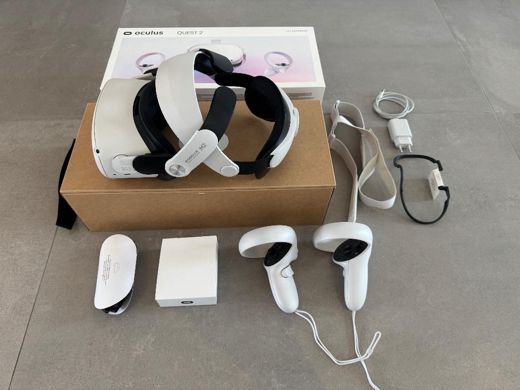 Oculus/Meta Quest 2 128GB met BOBOVR draagband, Spelcomputers en Games, Virtual Reality, Ophalen of Verzenden, Zo goed als nieuw