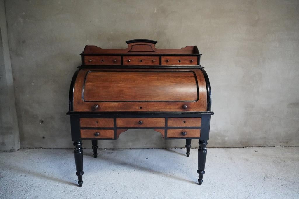 Prachtig antiek cylinder bureau, Gebruikt, Na, Na, Ophalen of Verzenden