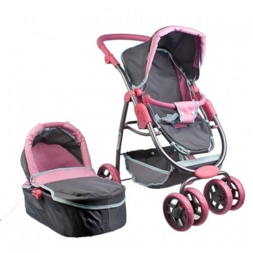 Poppenwagen Grijs roze 37x69x18, Ophalen of Verzenden, Nieuw, Babypop