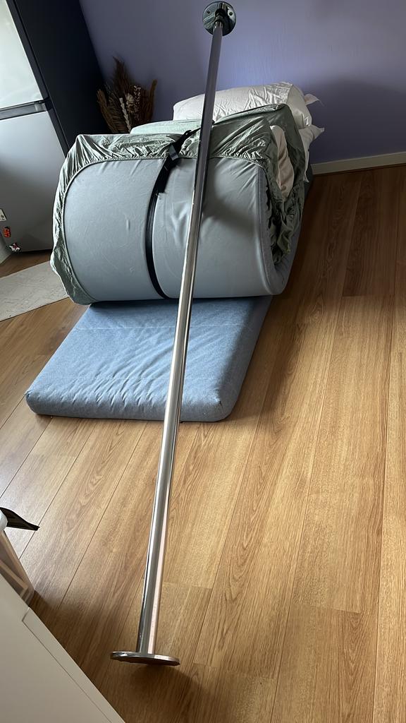 Static paaldans paal. Zilveren, dikke paal 255,5-272,5 cm, Ophalen, Zo goed als nieuw, Overige typen