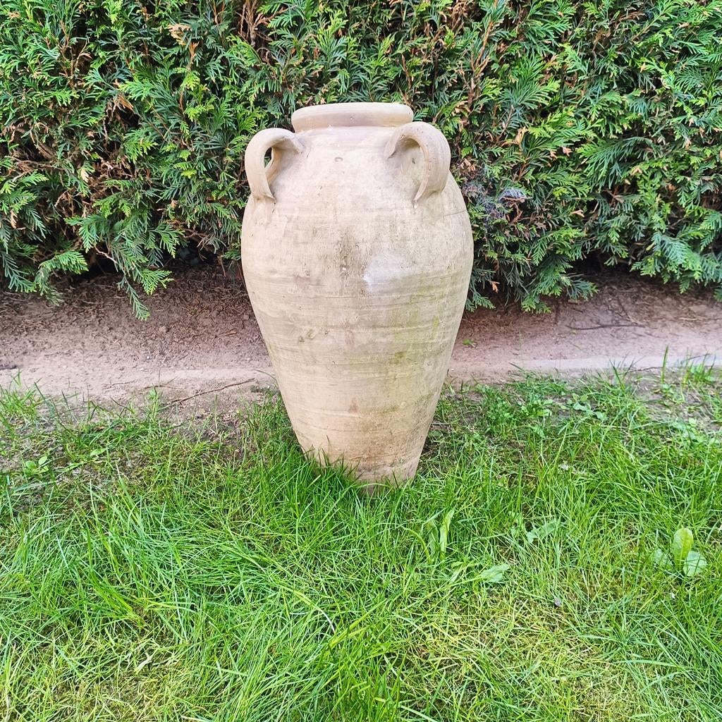 Grote dikke terracotta vaas/amphoor 55cm hoog. €50,-, Tuin en Terras, Ophalen
