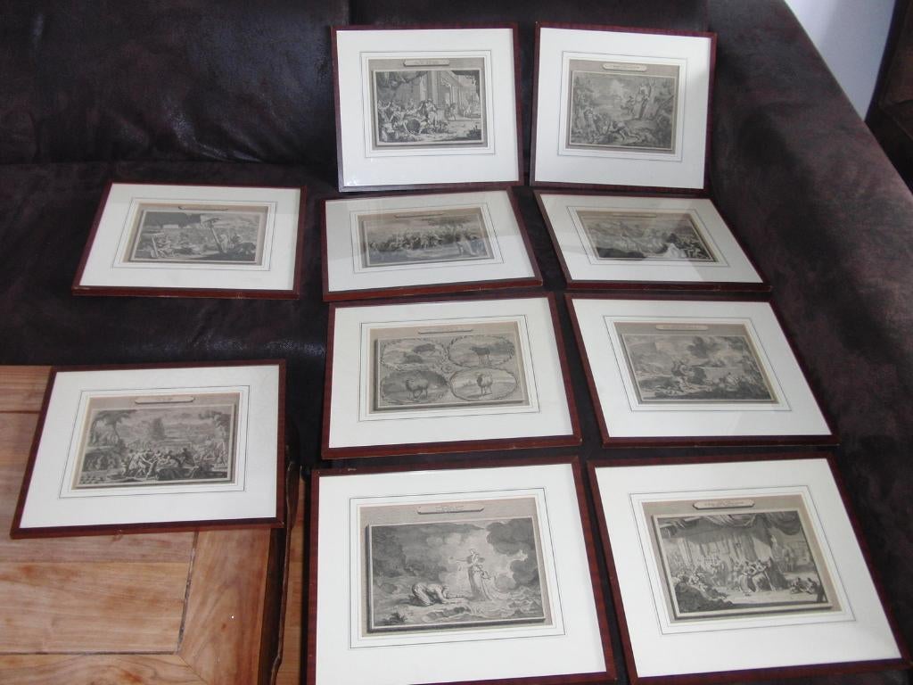 Bijbelse Serie 'De Tien Plagen' - Etsen/Gravures ingelijst, Ets, Religie, Ophalen of Verzenden, Met tekst