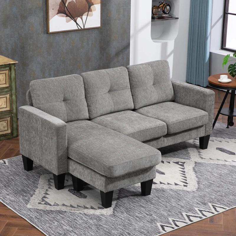 HOMCOM Hoekbank met omkeerbare chaiselongue Nieuw, Ophalen, Nieuw, Stof