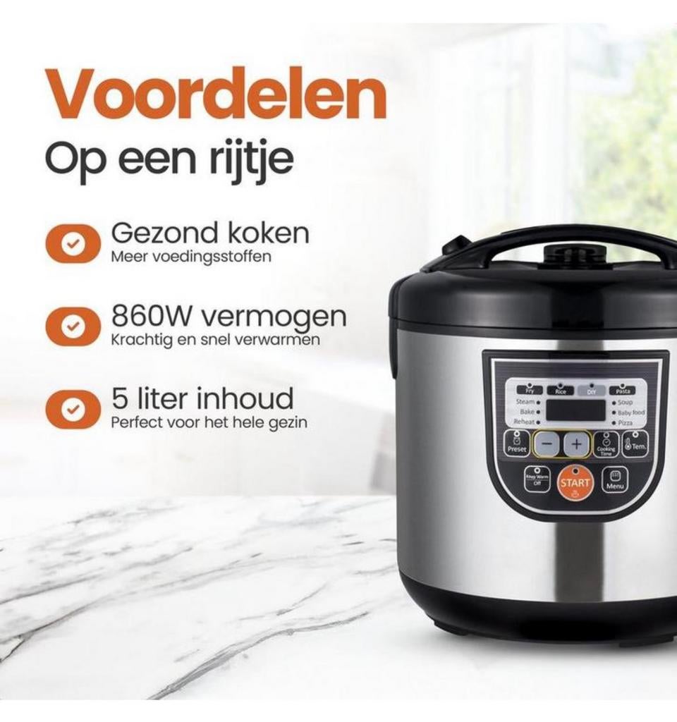 Homestar HS-RC5.0 Digitale Multicooker – 5L – RVS – Nieuw, Timer, Nieuw, Ophalen of Verzenden, H
