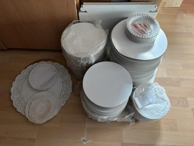 gebak vlaai dozen karton onderzetters en papier samen, Ophalen, Nieuw