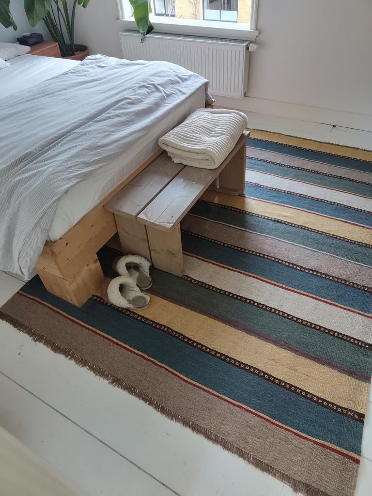 Gekleurde kelim, Huis en Inrichting, Stoffering | Vloerbedekking, Ophalen, Gebruikt, Minder dan 10 m², Groen