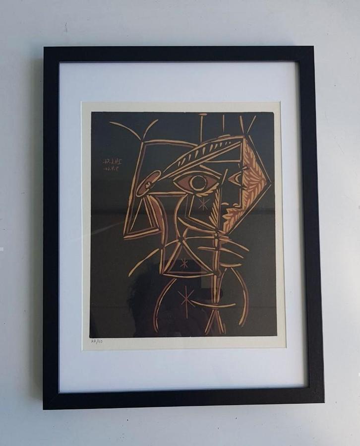 Picasso Female Bust Linocut Genummerd, Antiek en Kunst, Kunst | Litho's en Zeefdrukken, Ophalen of Verzenden