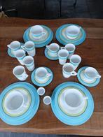 Compleet Mepal servies met blauw/groene accenten, Caravans en Kamperen, Ophalen of Verzenden, Zo goed als nieuw