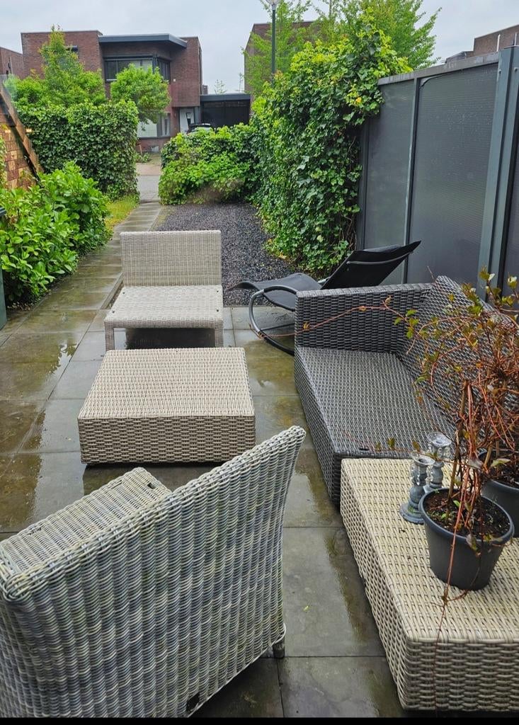 4 seasons wicker tuinset in zeer goede staat, Ophalen, 4 zitplaatsen, Zo goed als nieuw, Wicker