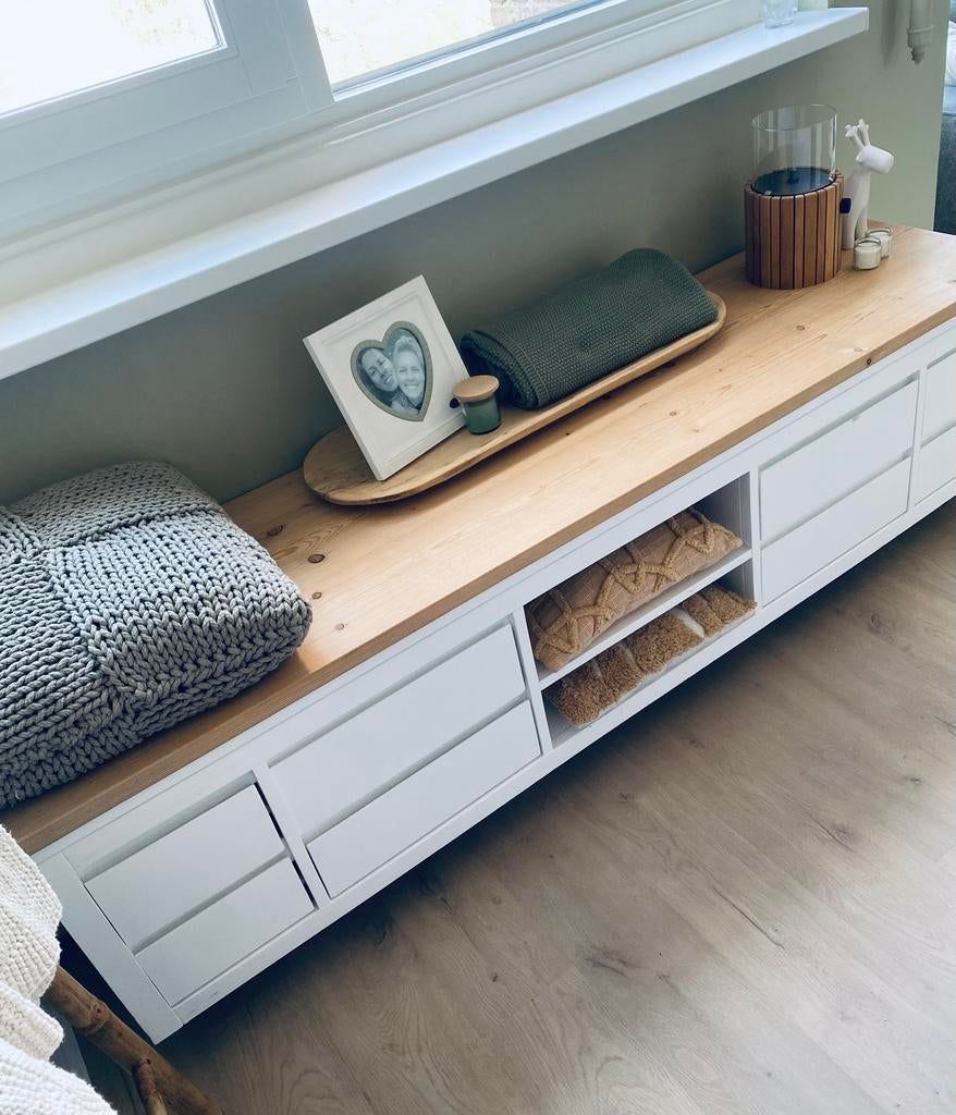 *** Custom made houten TV meubel 200 x 48 x 52 IZGS ***, Ophalen, 150 tot 200 cm, Grenenhout, Zo goed als nieuw