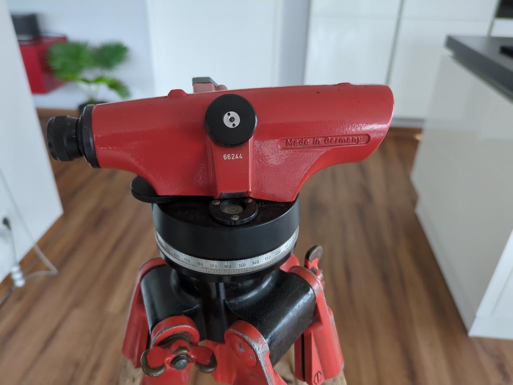 Antiek Ertel theodoliet - waterpas draagtas houten statief, Antiek en Kunst, Ophalen