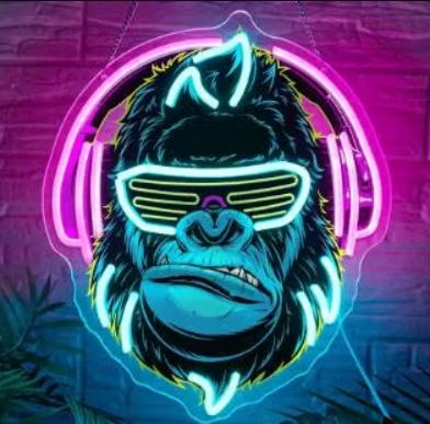 LED lamp neon stijl Monkey Gamer (32x35cm), Ophalen of Verzenden, Nieuw, Lichtbak of (neon) lamp