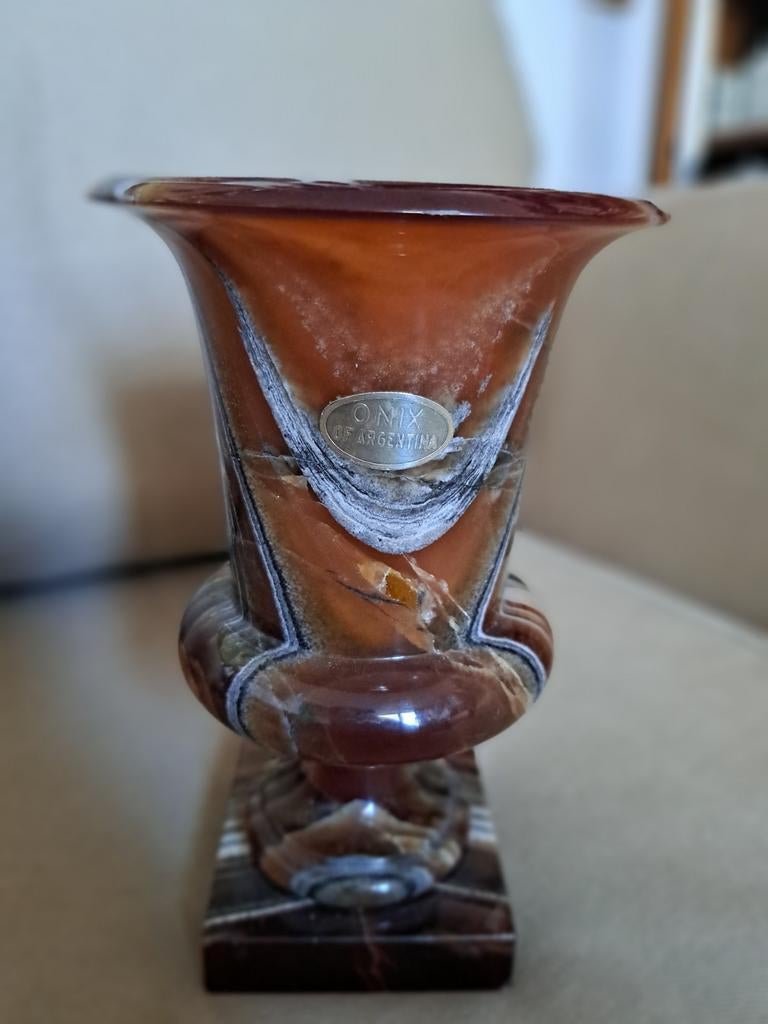 Vintage Onyx Argentina Urn Vaas - Decoratieve Marmeren Vaas, Ophalen of Verzenden