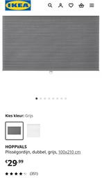 3x HOPPVALS Plisségordijndubbel, Huis en Inrichting, Zo goed als nieuw, Minder dan 100 cm, Grijs, 50 tot 100 cm