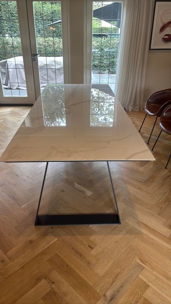 Eetafel marmer, Huis en Inrichting, Tafels | Eettafels, Ophalen, 200 cm of meer, 50 tot 100 cm, Zo goed als nieuw