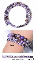 62x 6mm paarse vuuragaat natuursteen kralen, nieuw K-128, Ophalen of Verzenden, Nieuw, Kraal