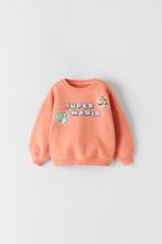 Baby sweatshirt super mario nintendo oranje sweater top 98, Kinderen en Baby's, Kinderkleding | Maat 98, Gebruikt, Trui of Vest